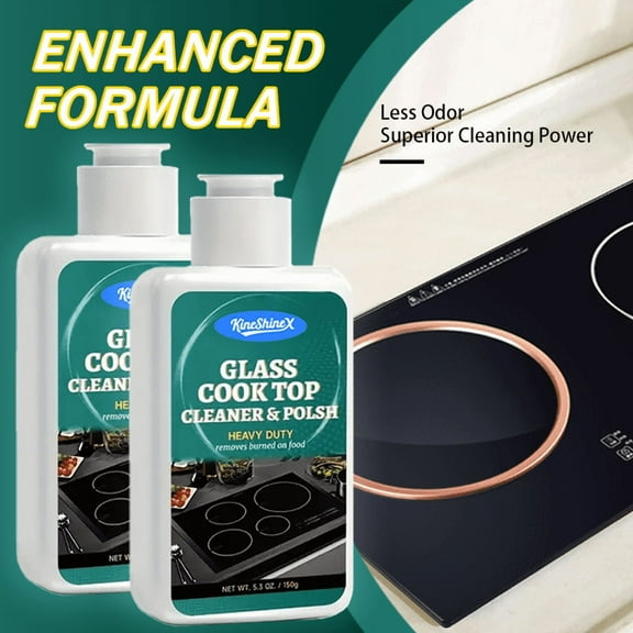 2pcs Glass Cook Top Cleaner & Polish, Heavy Duty Burned Food Remover, Glass Stovetop Cleaner, No Rinse Formula For Stovetop, Electric Stove Top, Gas Stove, 5.3oz/150g