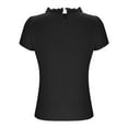 thumbnail image 4 of Posijego Womens Short Sleeve Tops Ruffle Mock Neck Casual Dressy Blouses Pleated Front Summer Tunic Tops for Women, 4 of 7