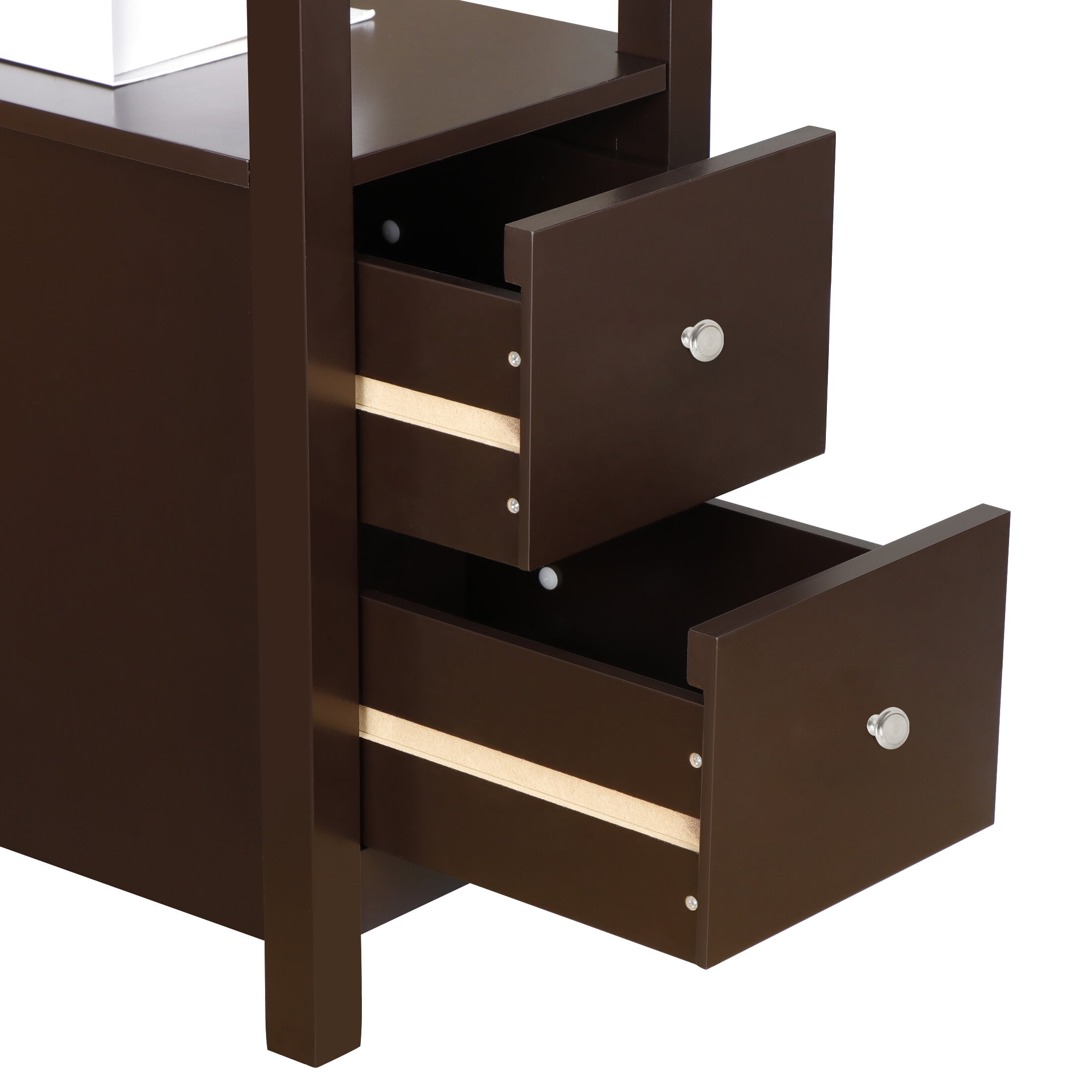 HomGarden 2 Drawers Wood End Table Narrow Sofa Side Table W/Storage for Living Room Bedroom, Brown