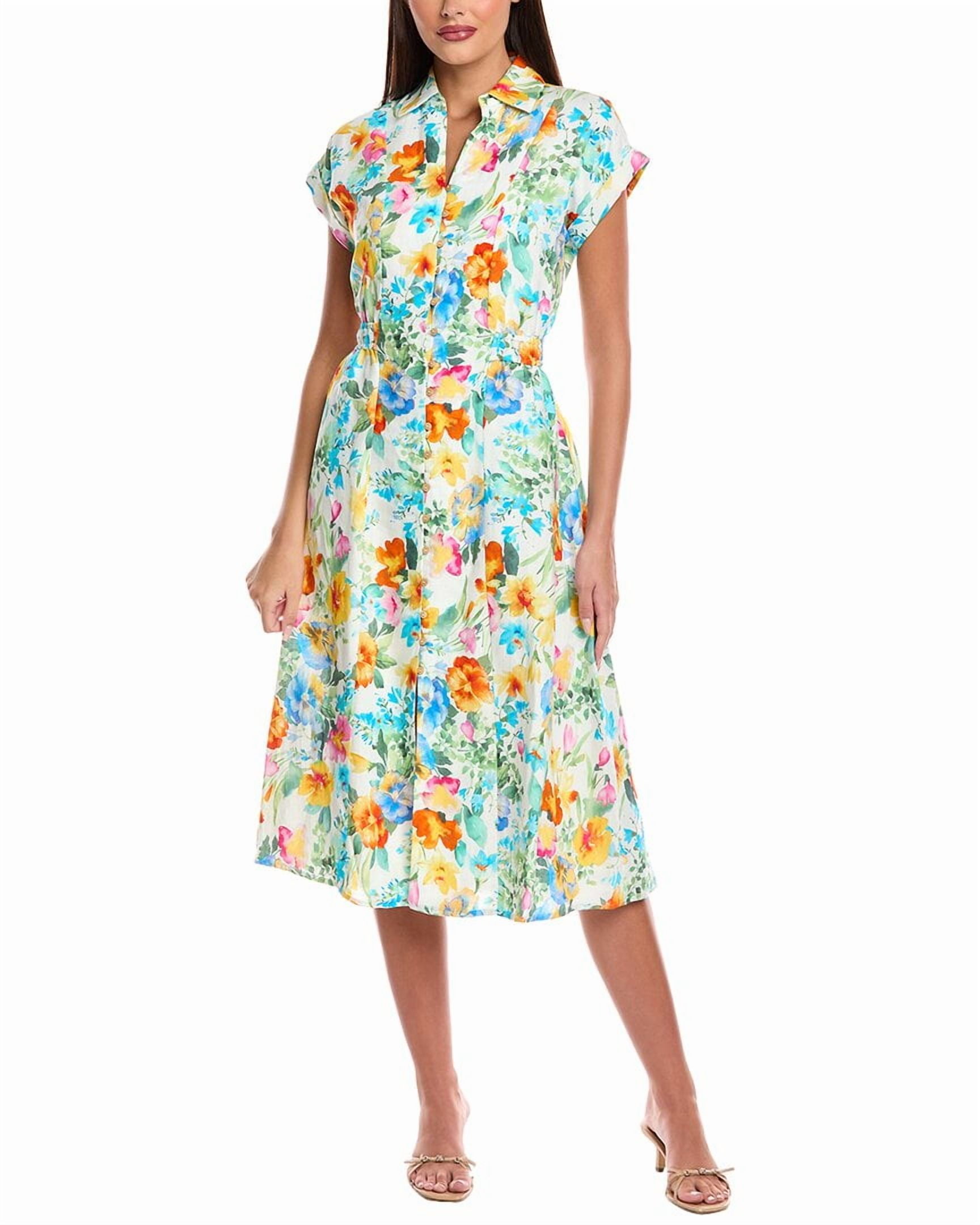 T Tahari womens Button Linen-Blend Dress, xs, White - Walmart.com