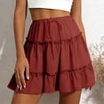 thumbnail image 2 of COMVALUE Shorts for Women 2026 Ruffled Tiered Pleated Mini Skirts Boho High Waist Flowy Comfy Tennis Golf Skorts (S, Red), 2 of 6