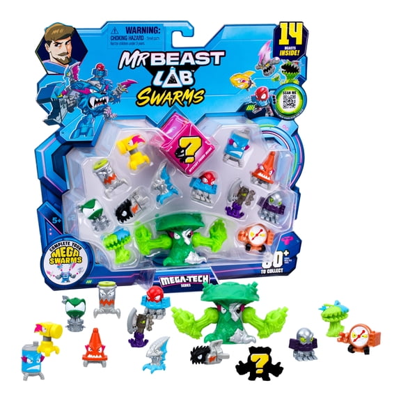 MrBeast Lab Swarms MEGA‑TECH Series: 14 Pack Includes 13 Micro Beasts, 1 MEGA Swarm, Ages 5