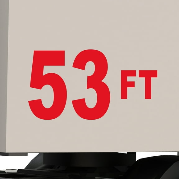 Set of 2 - 53 feet 53 ft 53' Trailer Length Vinyl Decal Sticker - Many Colors & Sizes - Trailer Sign Semi-Trailer Length Number Truck Safety Markings for Dry Van and Reefer Trailers (9" x 5", Red)