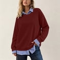 thumbnail image 4 of Dpjklzsn Women's Faux Layered Sweatshirt, Striped Collared Shirt Hem Long Sleeve Crewneck Pullover, Relaxed Casual Top, 4 of 9