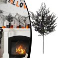 thumbnail image 2 of Clearance Sale! Halloween Single Taper Candle Holder, Black Needle and Eucalyptus Leaf Wrapped Candlestick with Bat Ornament, Gothic Decor, 2 of 9