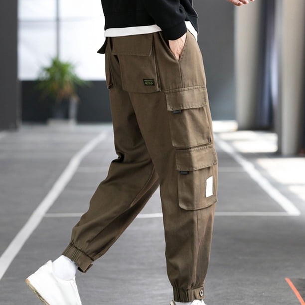 Pantalones largos para hombre, multibolsillos, lavados, informales, para exteriores, de algodón