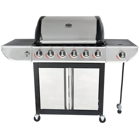 RevoAce 6-Burner LP Gas Grill with Side Burner, Stainless (Best All Stainless Steel Grill)