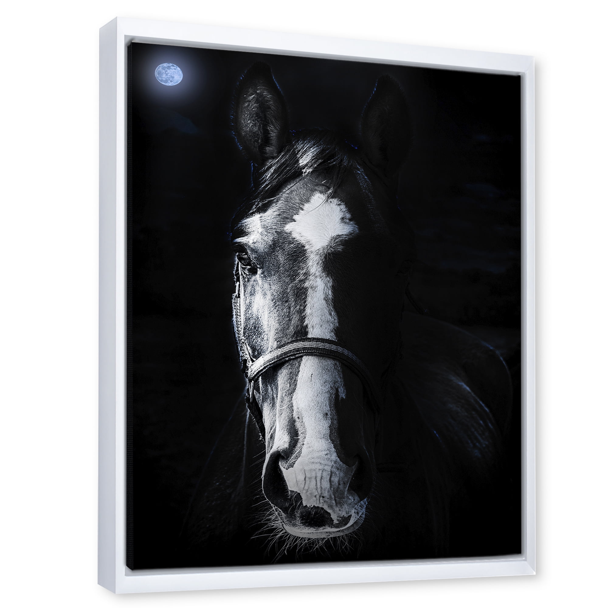 Designart 'Portrait of Horse Staring Sinister' Farmhouse Framed Canvas Wall Art Print