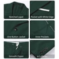 thumbnail image 2 of Traje HUUTOE para hombre de 3 piezas, ajustado, verde oscuro, para baile de graduación de 2025, 2 of 8