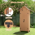 thumbnail image 5 of BouPower 63"/70" Waterproof Wooden Outdoor Storage Shed – Vertical Garden Cabinet with 3 Shelves, Lockable Door & Roof Storage, Space-Saving Design for Patio, Yard, or Lawn, 5 of 8