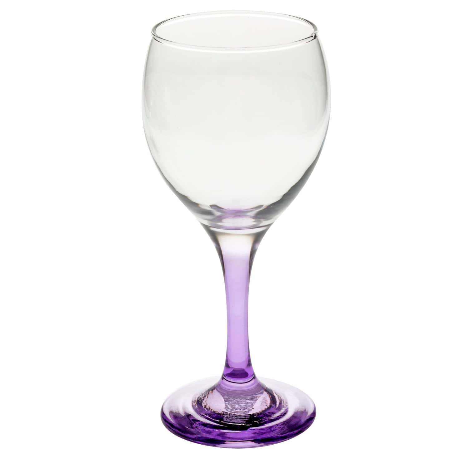 Deep Purple to Blue Heavy Wine Glasses With Thick Clear Stem and Base 