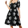 thumbnail image 1 of Vestido negro de manga corta con teteras vintage. Vestidos para mujer. Falda de verano. Vestido de verano para mujer coreana., 1 of 7