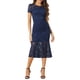 thumbnail image 1 of INSPIRAR CHIC Vestido de encaje elegante para mujeres, vestido de cóctel midi de manga corta, vestido de sirena bodycon, azul oscuro L, 1 of 5