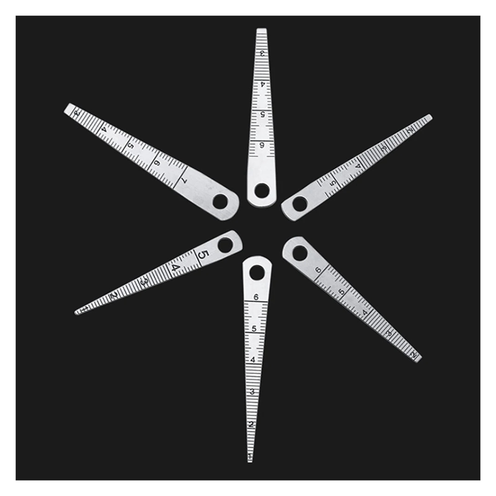 6pcs/set Stainless Steel Taper Gauge 0mm-7mm Aperture Scale Wedge Feeler Gauge Aperture Scale Hole Inspection Measuring Ruler ,Corrosion-Resistant