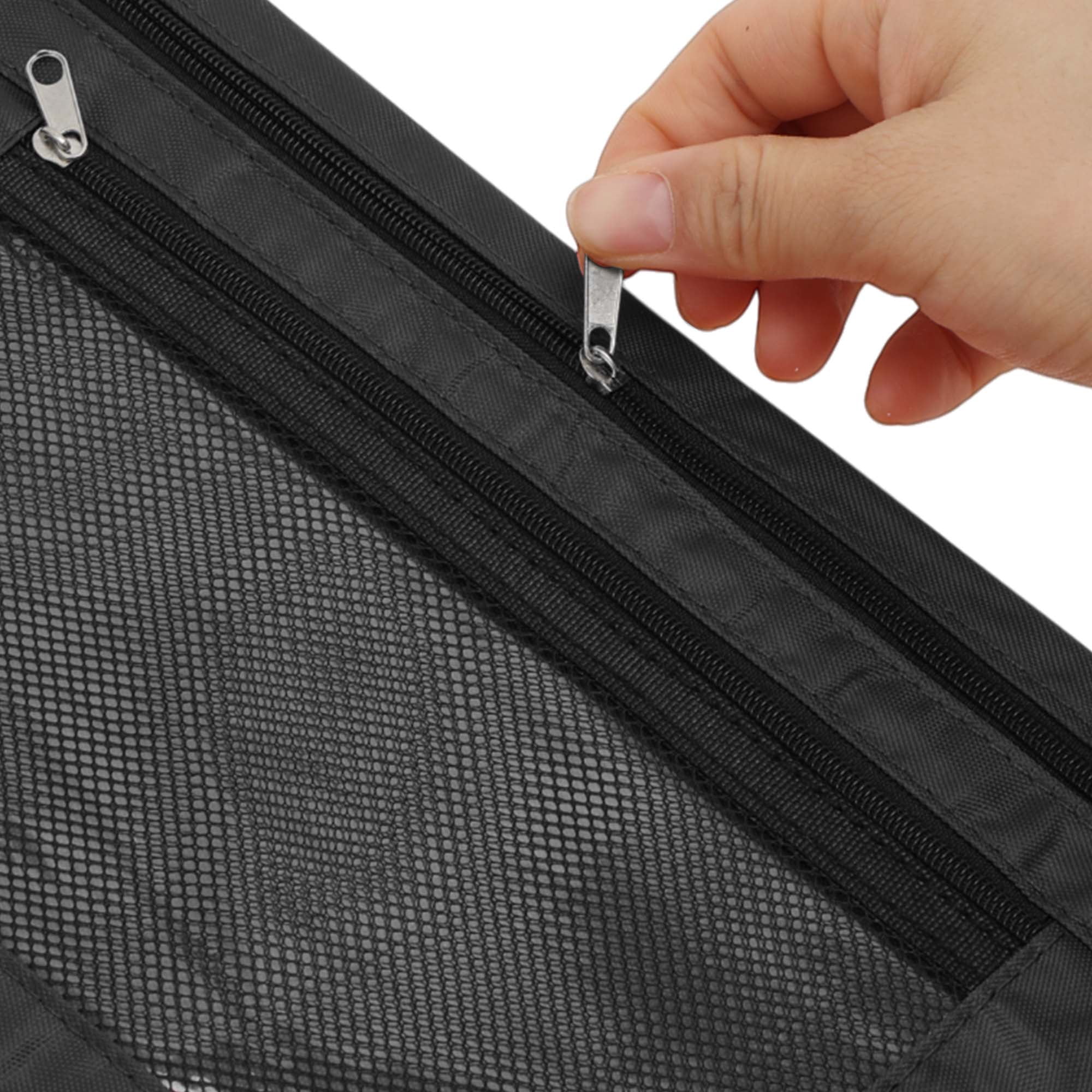 Unique Bargains Smooth Zipper Clear Mesh Double Layer Pencil Case for 3 Ring Binder Black