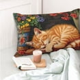 thumbnail image 4 of Kdxio Cotton Pillow Cases 16"x24" Pillowcases,Soft and Breathable Bedroom Pillow Cases-Sleeping Cat Flowers-No Pillow Core, 4 of 5