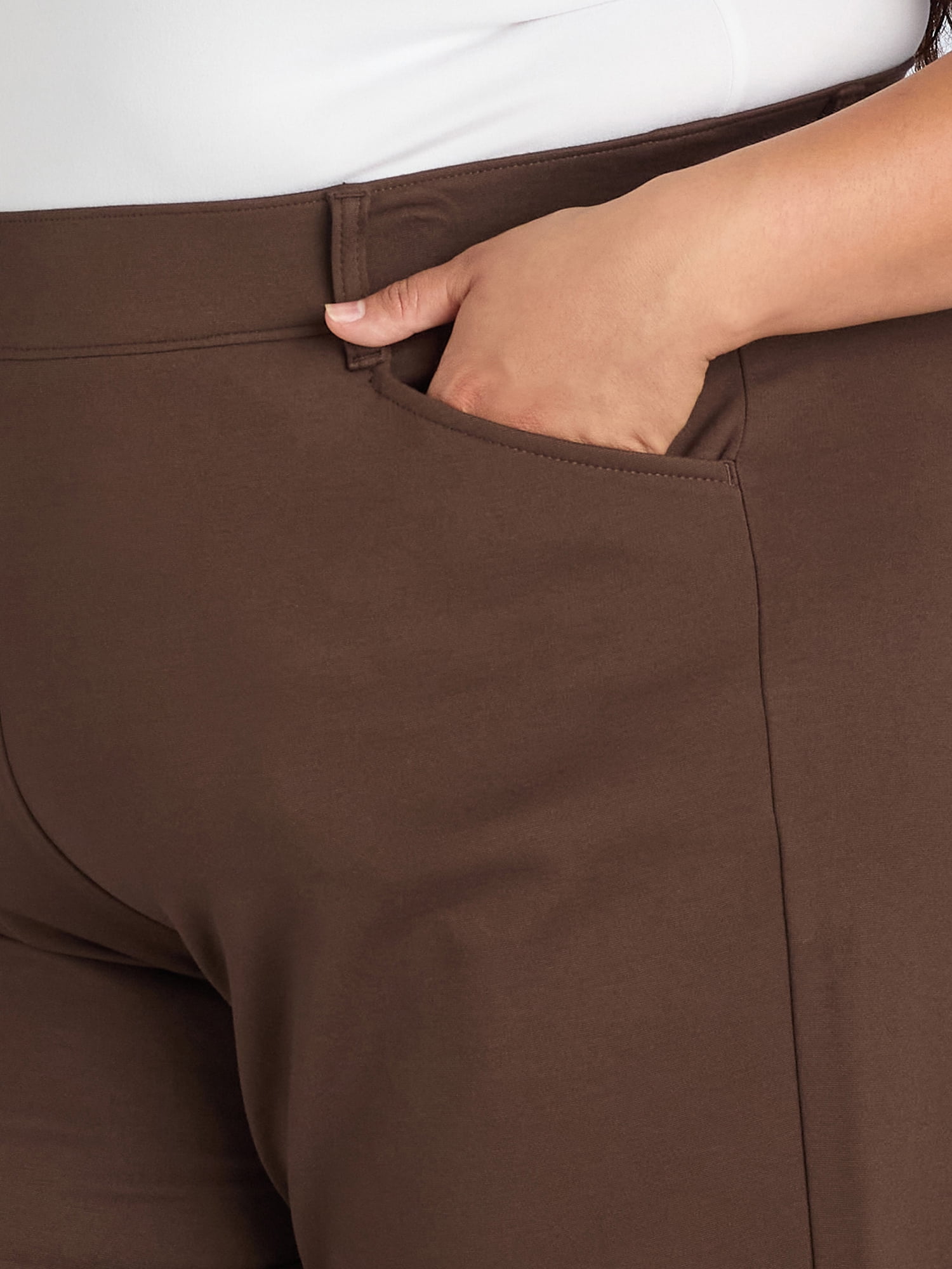 Terra & Sky Women's Plus Ponte Straight-Leg Pants, 29” Inseam, Sizes 0X-6X
