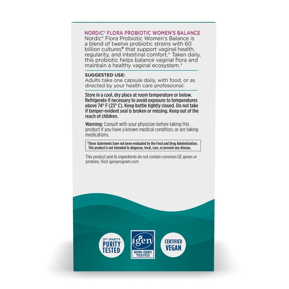 Nordic Naturals Nordic Flora Probiotic Women's Balance, Capsules, Vegan, 30 Ct