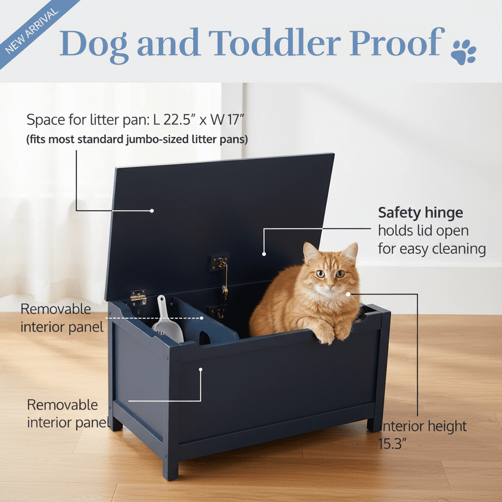 Catbox Cat Litter Box Enclosure, Hidden Dog-Proof Pet Furniture with Cover (Charcoal)