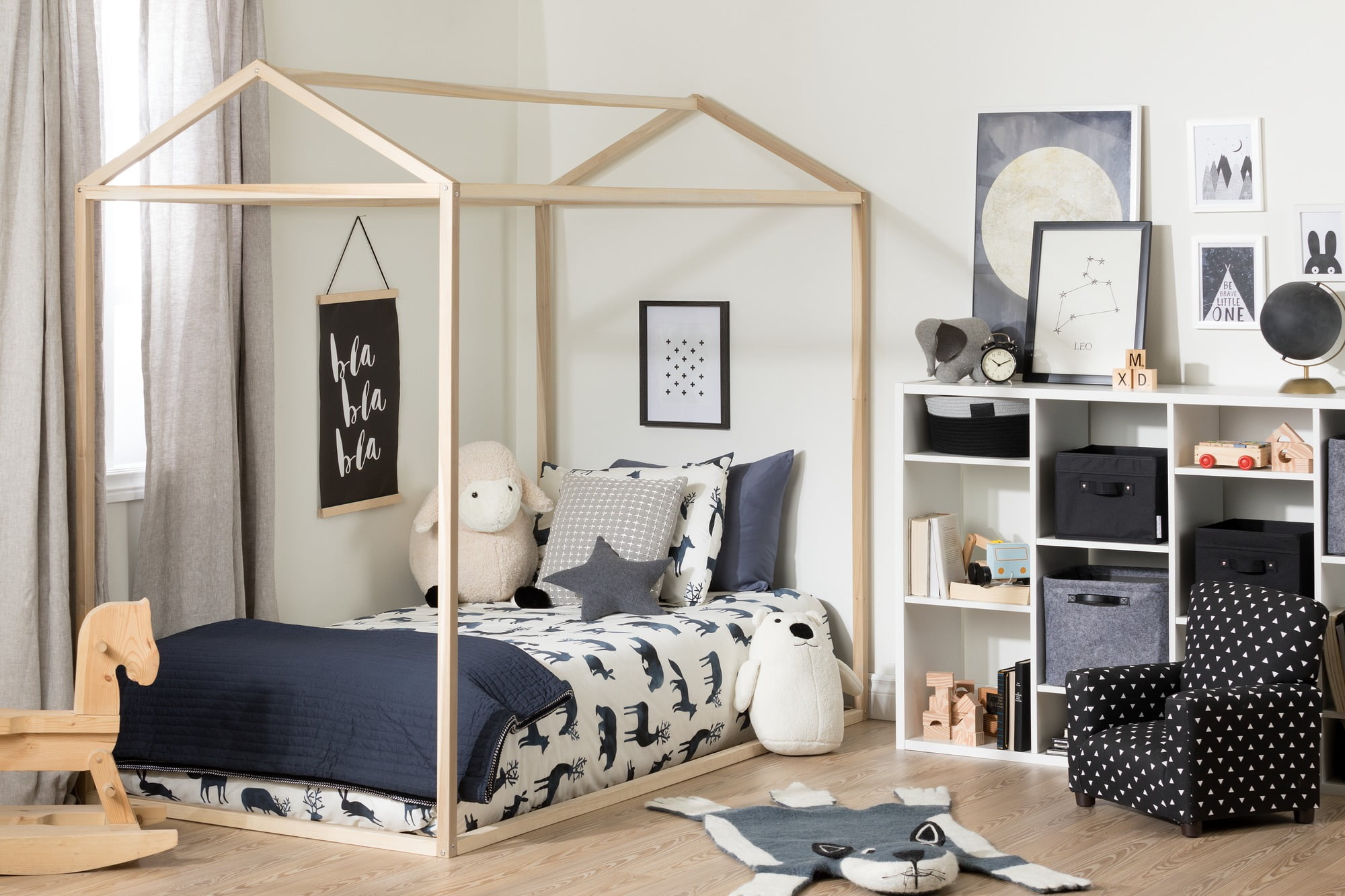 South Shore Sweedi Natural Wood Twin House Bed