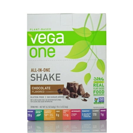 Vega One Nutritional Shakes (Box of 10 Singles) - Chocolate - Box of 10 singles