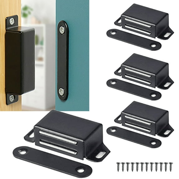 (4 Sets Packed Together) Stainless Steel Cabinet Door Black Magnetic 4-Piece Set