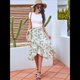 thumbnail image 4 of Falda Midi con Abertura y Volantes en el Bajo, con Nudo y Estampado Floral Bohemio para Mujer Flores M, 4 of 10