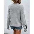 thumbnail image 4 of Women'S Star Pattern Crew Neck Drop Shoulder Casual Sweater Pullover Knitwear Grey XL, 4 of 8