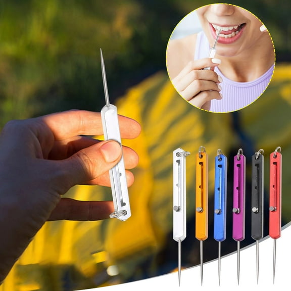 Retractable Toothpick Portable Telescopic Pick | 3-Stage Adjustable Fruit Fork Tool | Durable Food-Grade Aluminum Steel | Pocket-Sized | Sleek Multi-Use | 1 Alloy Toothpick | 6-10.2cm