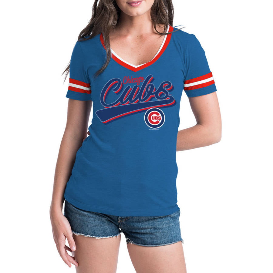 Mlb Chicago Cubs Womens Short Sleeve Team Color Graphic Tee 