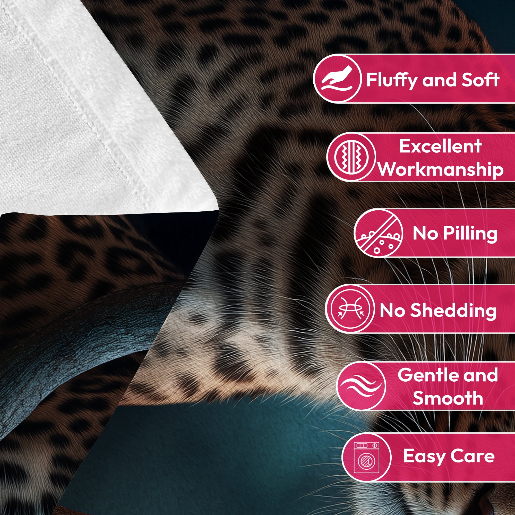 Flannel Fleece Throw Blanket, Soft Large Throw Blanket, Lightweight Cozy Plush Throw Blanket Fit Sofa Bed, 50"x60", Leopard