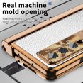 thumbnail image 5 of Mantto For Samsung Galaxy Z Fold 3 Case,Luxury Lychee Pattern PU Magnetic Kickstand Hinge Hard PC Shockproof Cover with S Pen Holder and Built-in Tempered Glass Front Film.Gold&Silver, 5 of 8