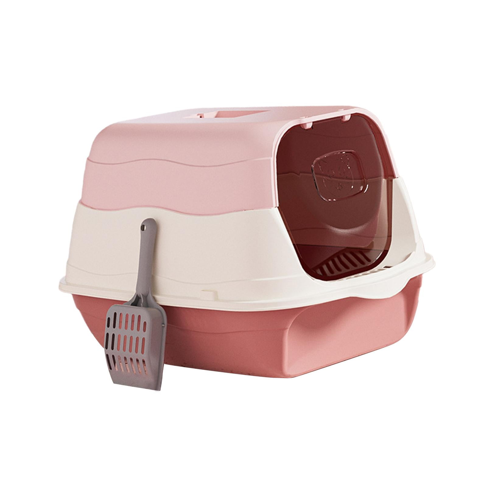 Bvdfgk Hooded Cat Litter Box Enclosed and Covered Cat Toilet Hooded Pet Litter Tray for Pink