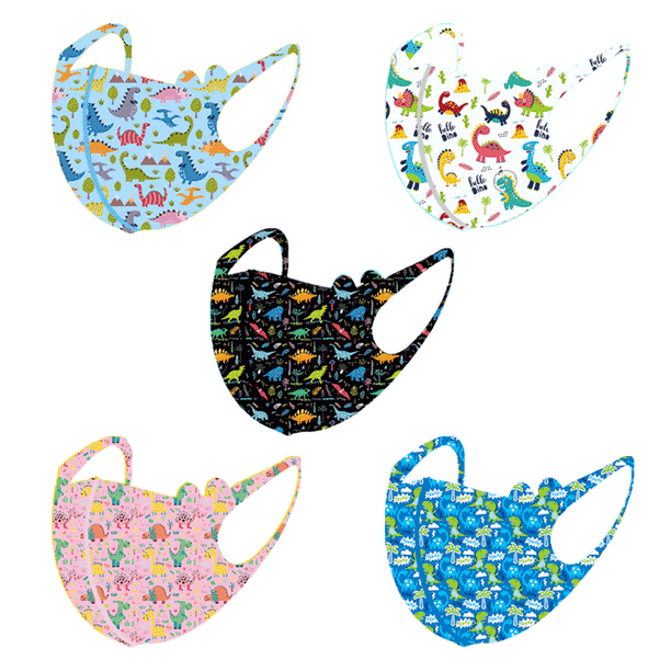5 Pcs Cute Kids Reusable Face Masks Washable Polyester Blend Mask