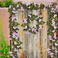 thumbnail image 3 of 4 Pack 28FT Flower Garland Decorations Artificial Rose Floral Garland with Green Leaves Hanging Vine Flowers for Backdrop Wall Wedding Party Mantle Garden Purple, 3 of 10