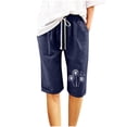 thumbnail image 1 of Gspmoly Shorts de Course pour Femmes, Shorts pour Femmes en Coton et Lin à Imprimé Tendance, Taille Élastique, Pantalon 5 Pouces à Cordon, Shorts 5 Pouces, Shorts de Randonnée pour Femmes jusqu'à 60 % de Rabais Bleu Marine TTG, 1 of 4