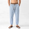 thumbnail image 2 of WRKEKC Mens Linen Pants Elastic Drawstring Waist Jogger Ankle Cuff Lightweight Trousers with Side Pockets for Summer Beach and Daily Relax Wear, 2 of 9