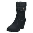 thumbnail image 2 of Mostsola Denim Boots for Women Fashion Side Pocket Heeled Lug Sole Zip up Short Ankle Boots, 2 of 8