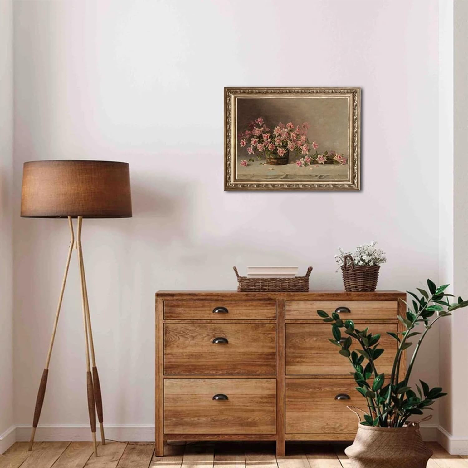Vintage Wall Art, Classical Wildflower Field Wall Painting Canvas Prints Farmhouse Wall Art French Country Wall Decor Vintage Landscape Art Pictures for Bathroom Kitchen Decor