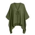 thumbnail image 5 of Sheghy Going Out Top 100%Cotton Women's Summer Solid 3/4 Batwing Sleeve Deep V Neck Loose Casual T-Shirt Top, 5 of 9