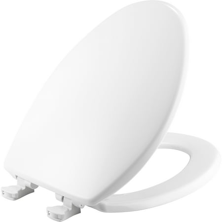 Elongated Toilet Seat Plastic MAYFAIR Elongated Solid Plastic Toilet Seat in White with STA-TITE Seat Fastening System and Easy•Clean & Change Hinge ()