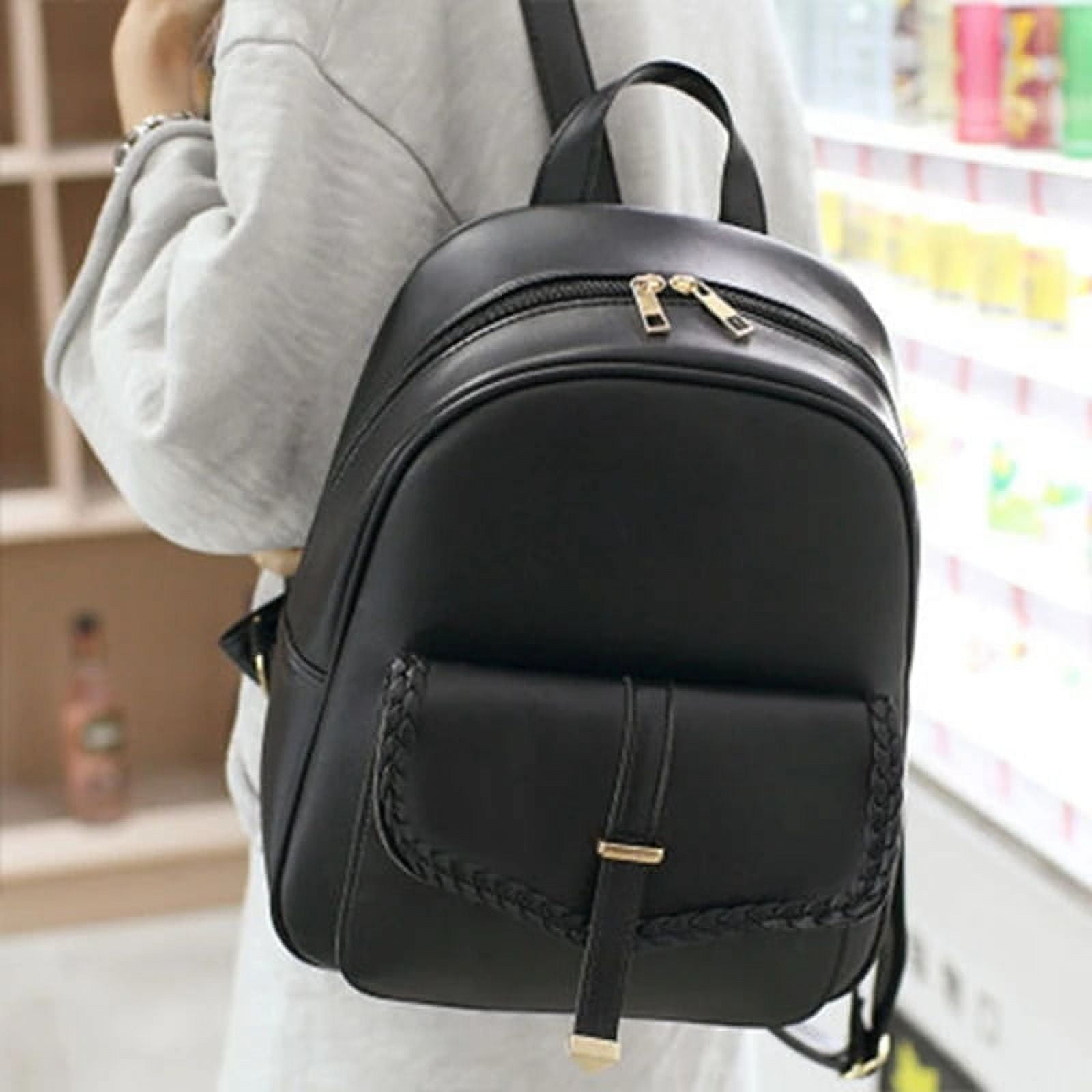 Small Black Backpack Mini Backpack Women pu Leather Shoulder