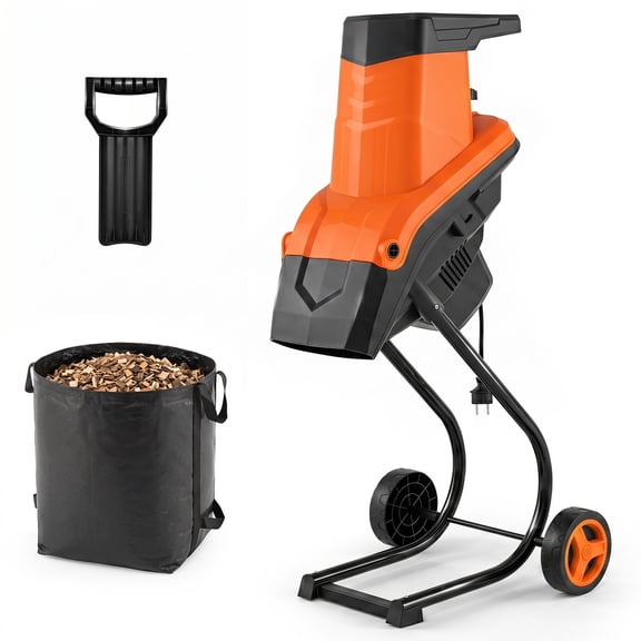 Costway 15-Amp Electric Wood Chipper Shredder Mulcher, 1.8” Max Cutting Diameter Orange Black