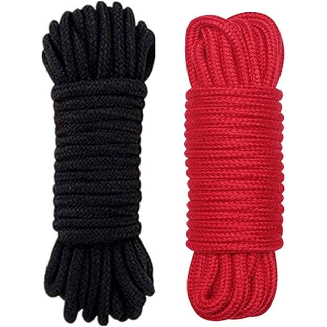 Soft Cotton Rope, 10 M/33 Feet 8 MM All Purpose Rope Craft Rope Thick Cotton Twisted Cord (Black+Red)by Torubia