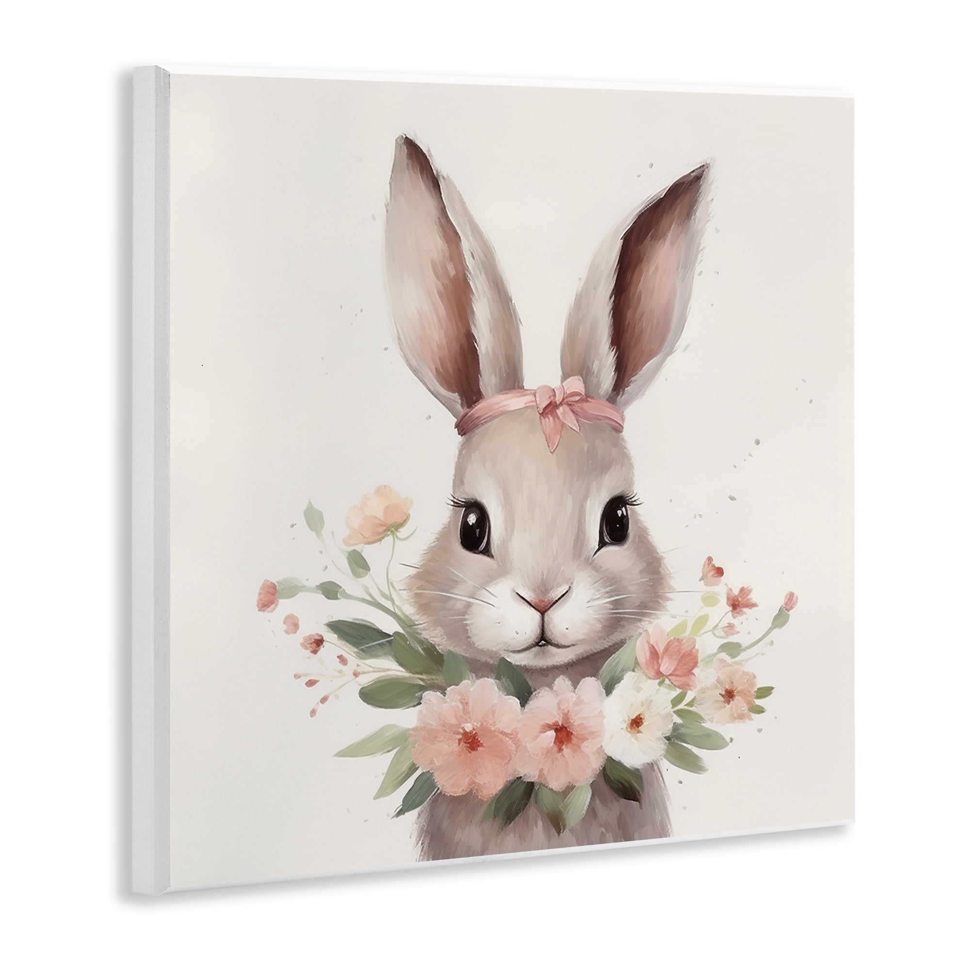 Stupell Industries Charming Bunny in Floral Wreath Wall Plaque Art, design by Lazar Studio