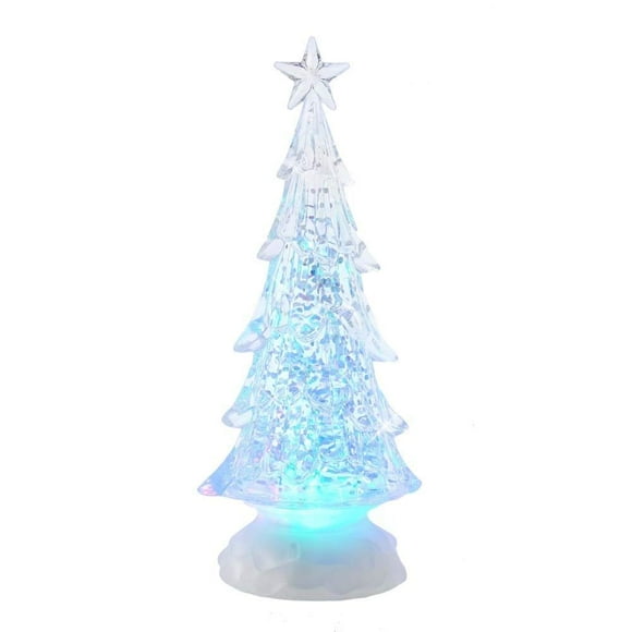 The Bridge Collection Color Changing Christmas Tree Figurine - Beautiful Light-Up Acrylic Glitter Red, Green, Blue, Clear Lantern Tree