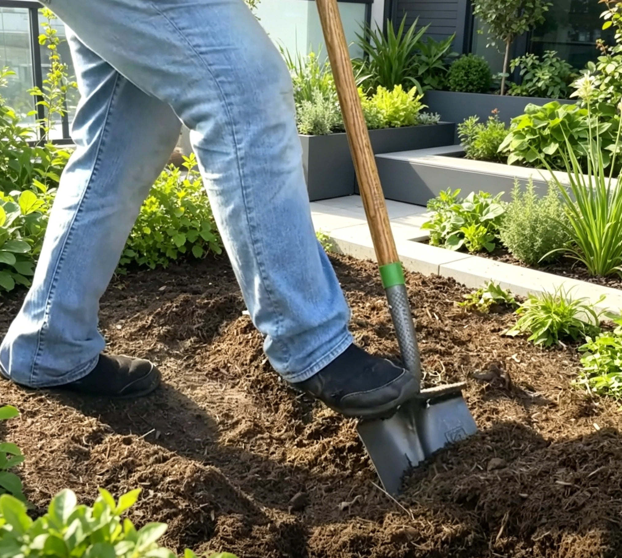 Non-Skid Attachment (Set of 2) – Back-Saving Ergonomic Foot Step for Easier Digging & Landscaping, Heavy-Duty Grip Accessory Fits Most Garden & Yard Tools, Black