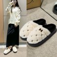 thumbnail image 4 of Zapatillas de algodón para mujer en otoño e invierno, posparto, interior del hogar, además de terciopelo para mantener el calor, antideslizantes y a la moda, zapatos peludos de suela gruesa., 4 of 5