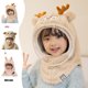 thumbnail image 3 of Gorro de terciopelo de invierno para hombres y mujeres para niños con máscara, gorro a prueba de viento, gorro con protección para los oídos, chal cálido para bebé, gorro integrado, 3 of 4
