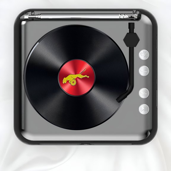 GJX Turntable with Built-in Speakers, Black
